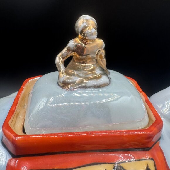 Vintage Luster Ware Elephant Teapot/w Rider on Lid Egyptian Design, Japan - Picture 2 of 15